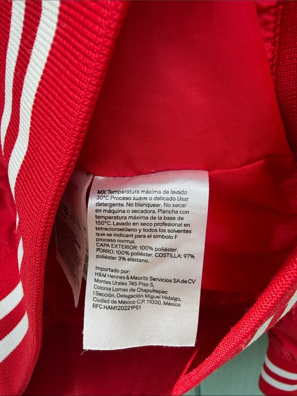 H&M Red Bomber Jacket with White Stripe Trim